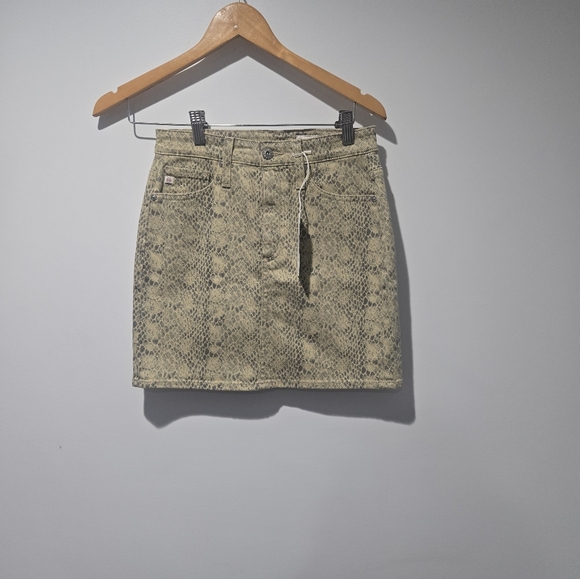 AG Adriano Goldschmied Snake Print Mini Skirt in Tan 26 - Picture 3 of 7